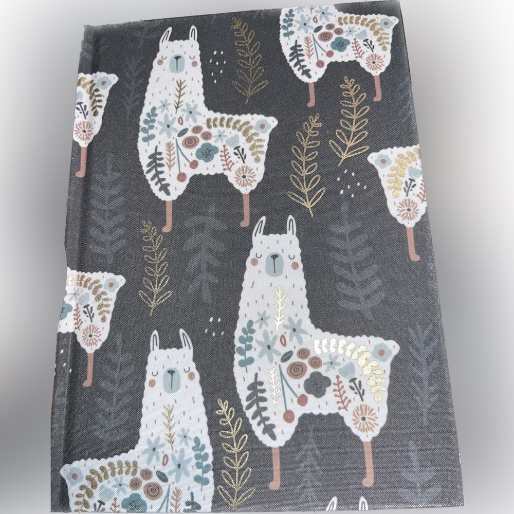 NIP / NWT Llama Floral Flowers Boho Golden Embellished Journal Lined Pages